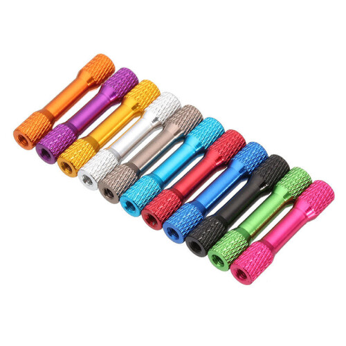 (Silver) 10Pcs M3 30mm Knurled Standoff Aluminum Alloy Multicolor 1