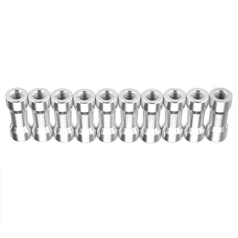 (Silver) M3AS10 10Pcs M3 10mm Aluminum Alloy Standoff Spacer Round Column MultiColor Smooth Surface