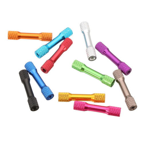 (Silver) 10Pcs M3 30mm Knurled Standoff Aluminum Alloy Multicolor 2