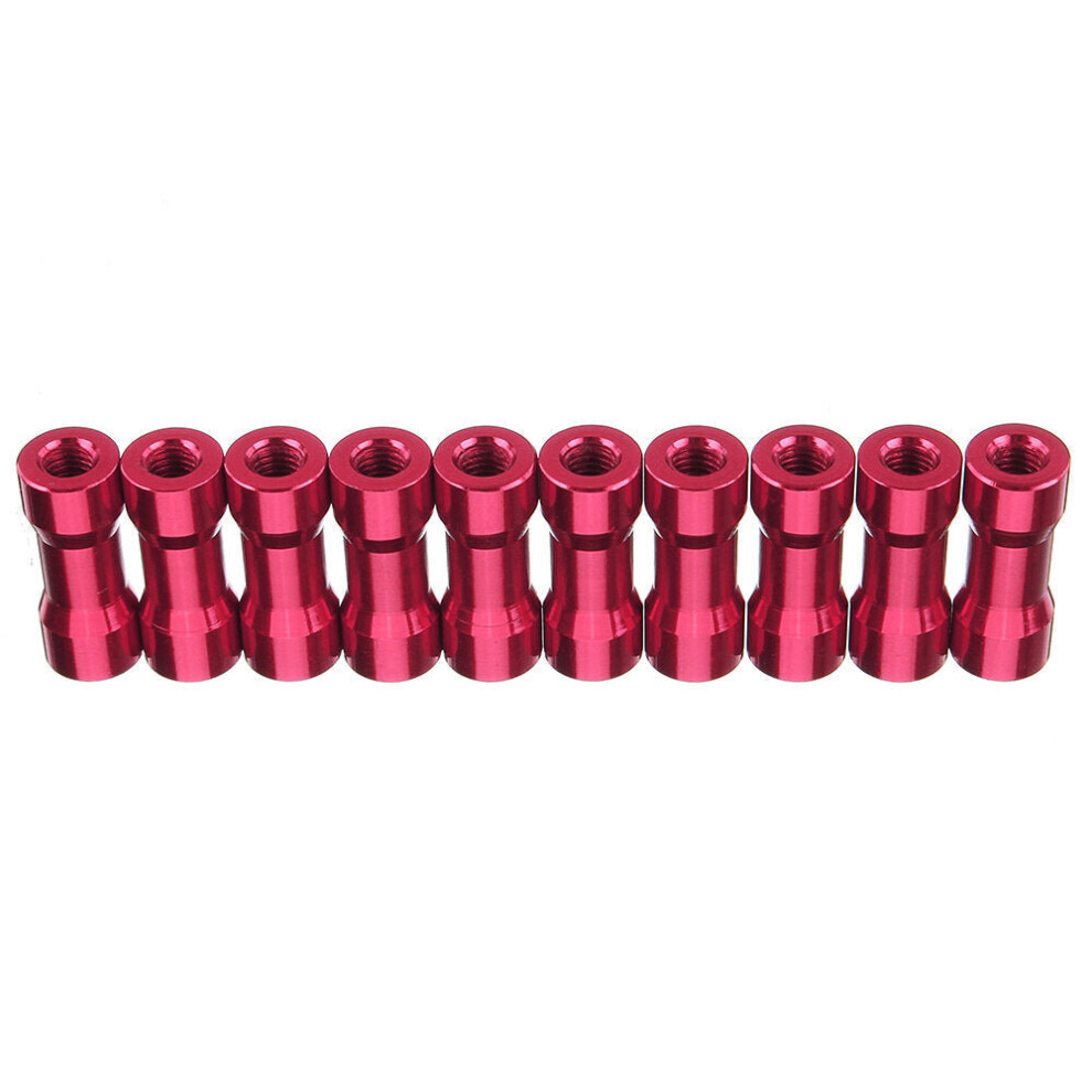 (Pink) M3AS10 10Pcs M3 10mm Aluminum Alloy Standoff Spacer Round Column MultiColor Smooth Surface