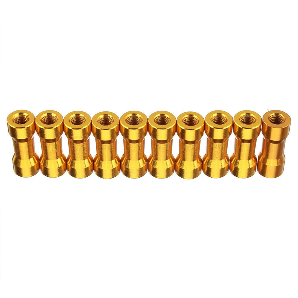 (Yellow) M3AS10 10Pcs M3 10mm Aluminum Alloy Standoff Spacer Round Column MultiColor Smooth Surface