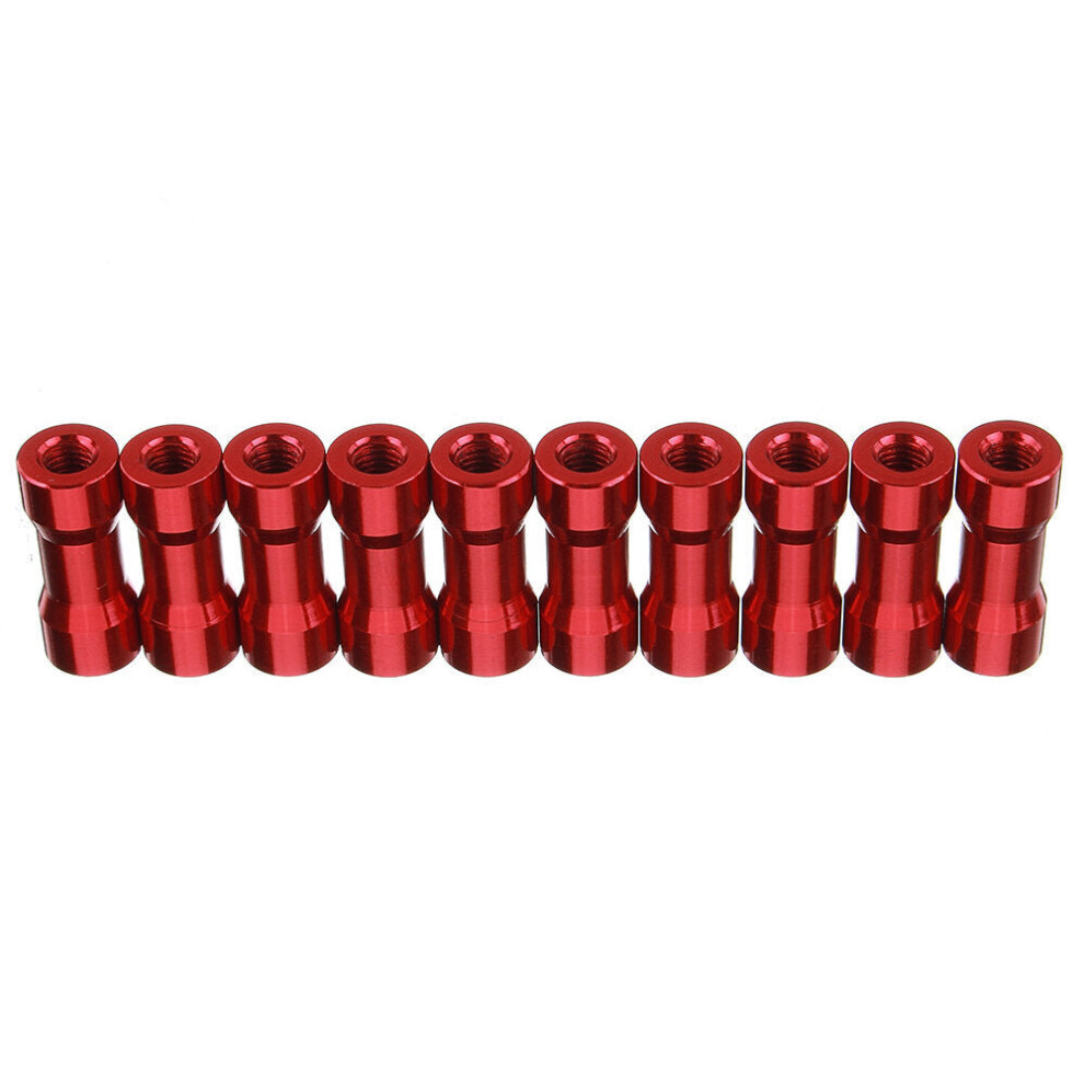 (Red) M3AS10 10Pcs M3 10mm Aluminum Alloy Standoff Spacer Round Column MultiColor Smooth Surface