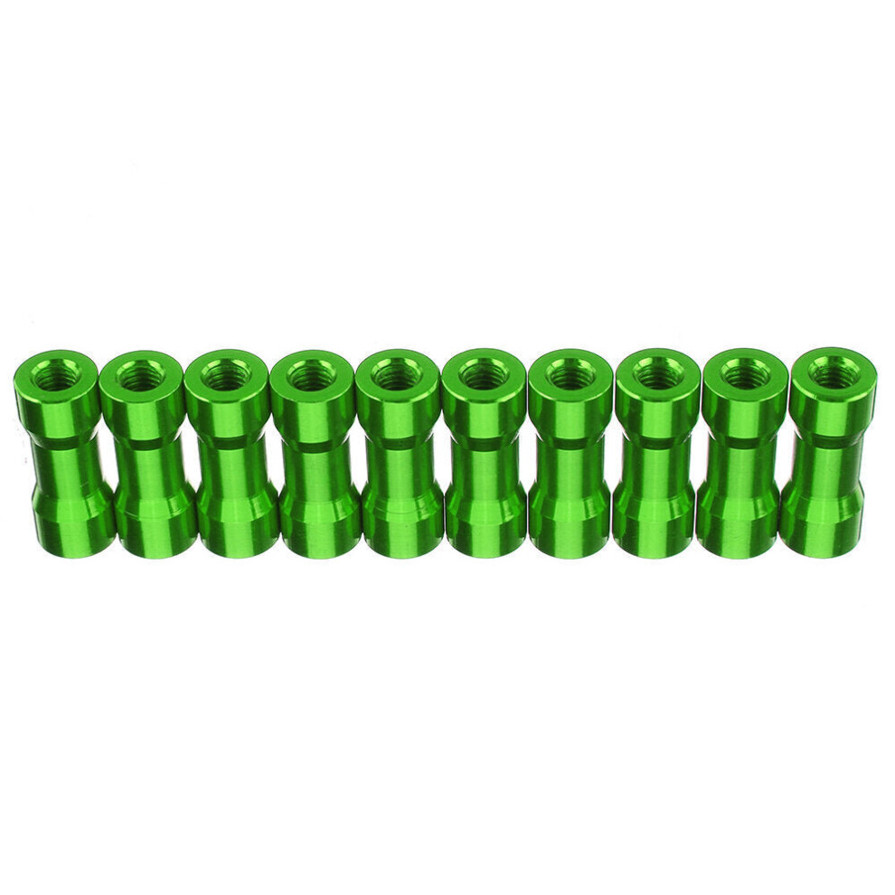 (Green) M3AS10 10Pcs M3 10mm Aluminum Alloy Standoff Spacer Round Column MultiColor Smooth Surface