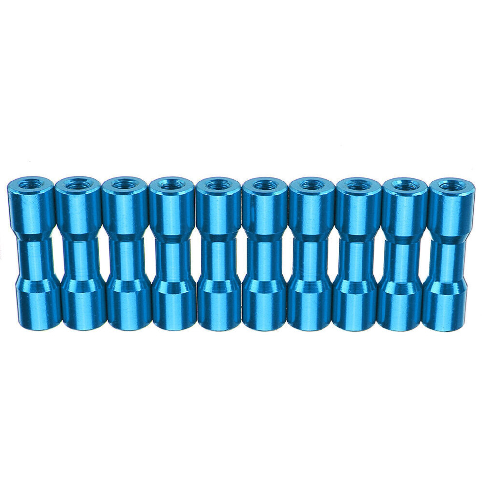 (Light Blue) M3AS11 10Pcs M3 20mm Aluminum Alloy Standoff Spacer Round Column MultiColor Smooth Surface