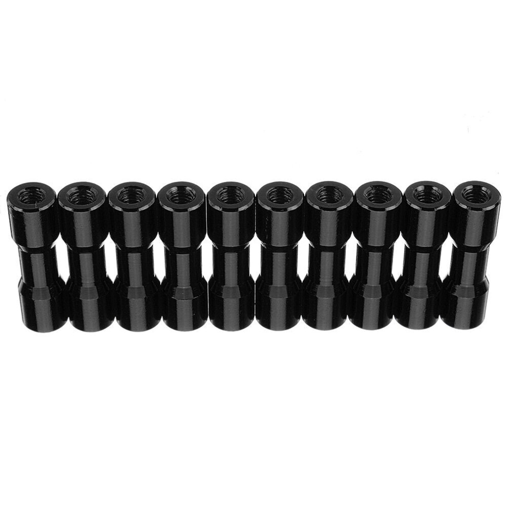 (Black) M3AS11 10Pcs M3 20mm Aluminum Alloy Standoff Spacer Round Column MultiColor Smooth Surface