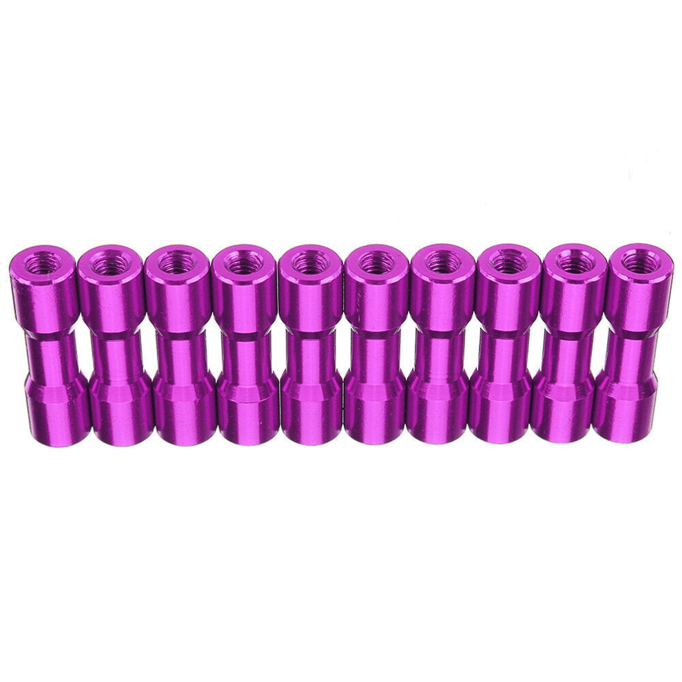 (purple) M3AS11 10Pcs M3 20mm Aluminum Alloy Standoff Spacer Round Column MultiColor Smooth Surface