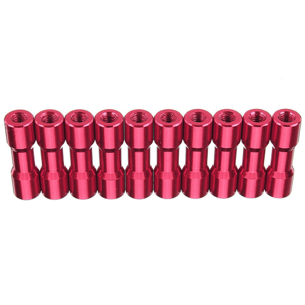 (Pink) M3AS11 10Pcs M3 20mm Aluminum Alloy Standoff Spacer Round Column MultiColor Smooth Surface