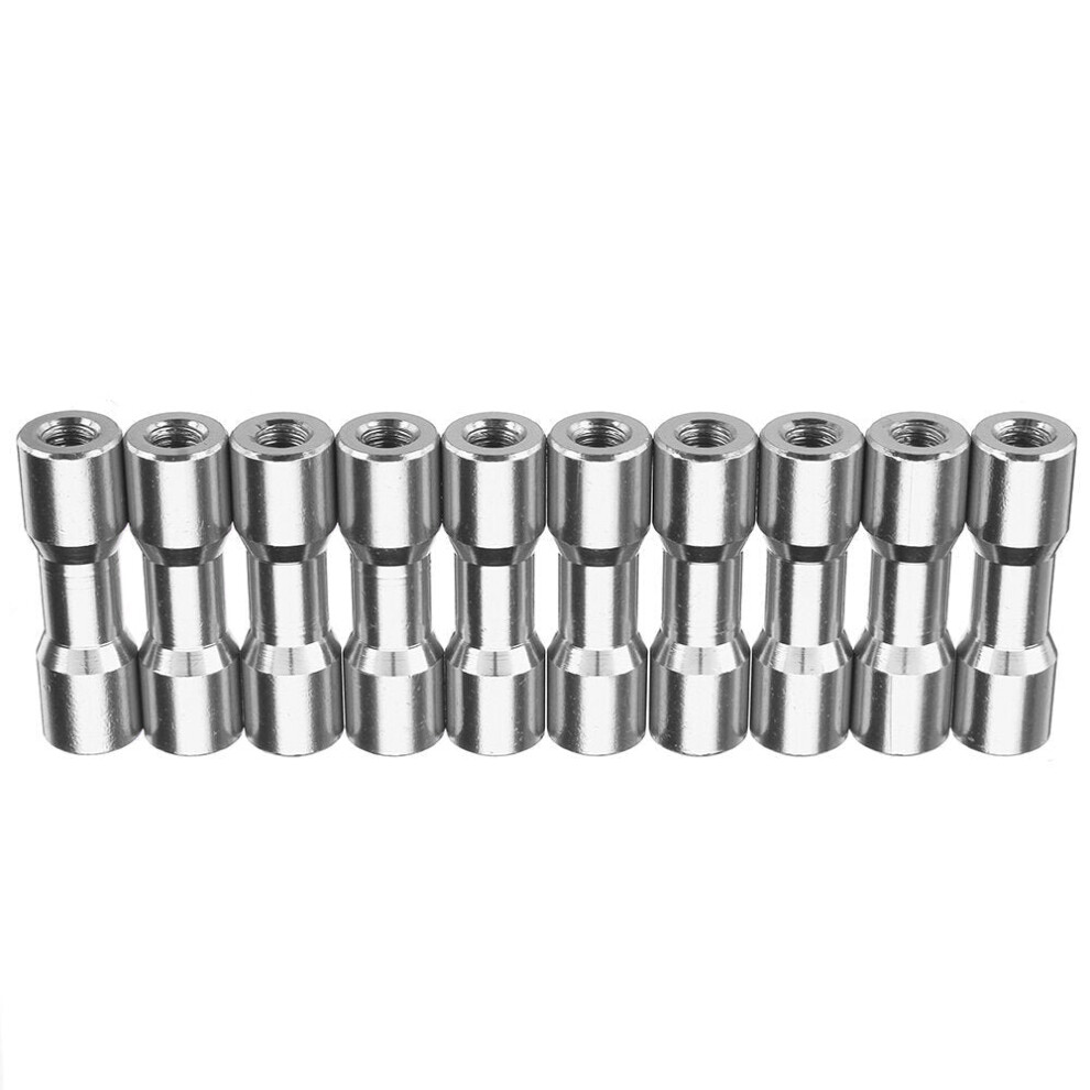 (Silver) M3AS11 10Pcs M3 20mm Aluminum Alloy Standoff Spacer Round Column MultiColor Smooth Surface