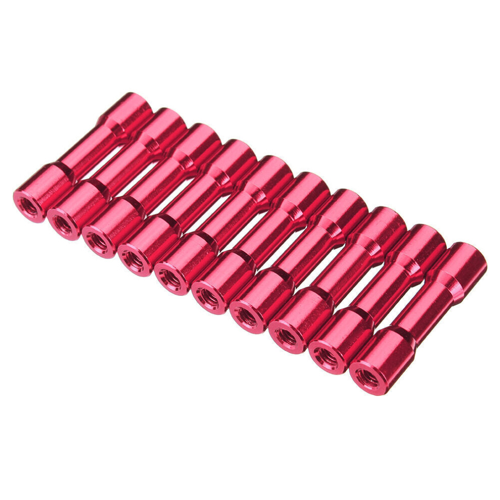 (Pink) M3AS12 10Pcs M3 25mm Aluminum Alloy Standoff Spacer Round Column MultiColor Smooth Surface