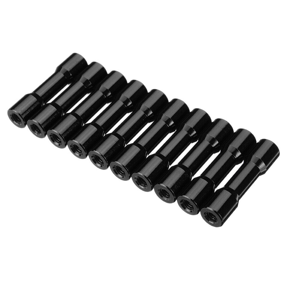 (Black) M3AS12 10Pcs M3 25mm Aluminum Alloy Standoff Spacer Round Column MultiColor Smooth Surface