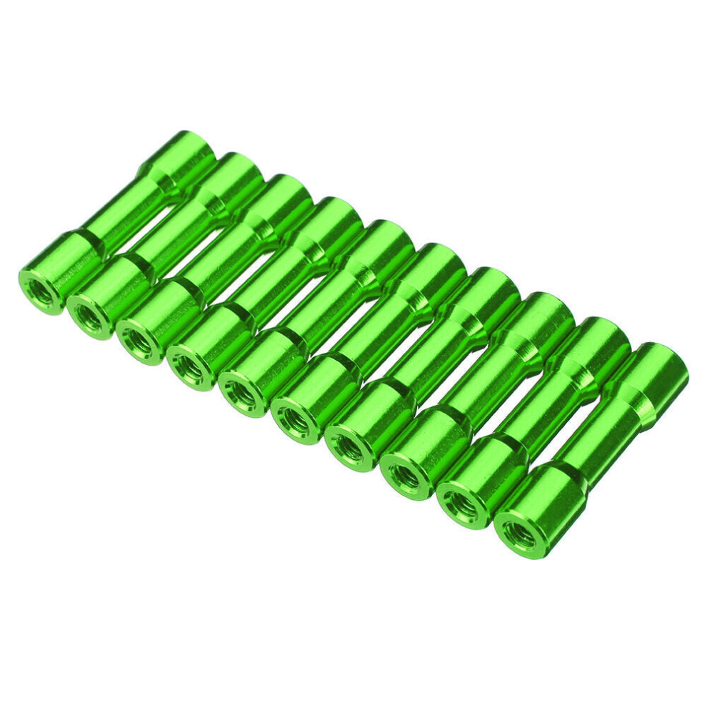 (Green) M3AS12 10Pcs M3 25mm Aluminum Alloy Standoff Spacer Round Column MultiColor Smooth Surface