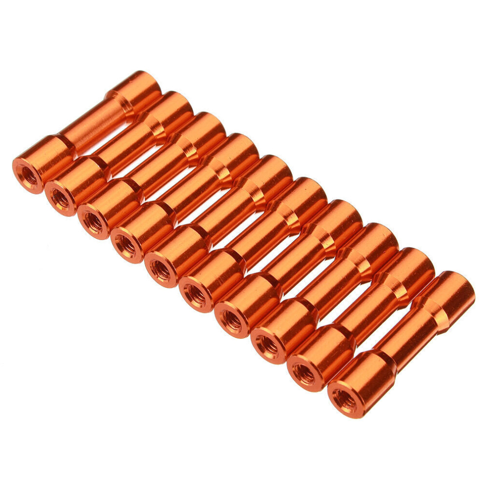 (Gold) M3AS12 10Pcs M3 25mm Aluminum Alloy Standoff Spacer Round Column MultiColor Smooth Surface