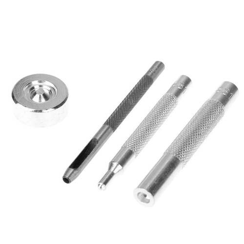 4 Pcs Metal Leather Craft Tools Snap Rivet Fastener Buttons Installation Tool Kit Hand Punch Tool Set 2