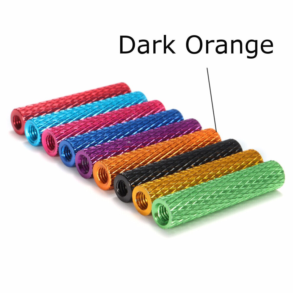 (Dark orange) 10Pcs M3 25mm Knurled Standoff Aluminum Alloy Anodized Spacer