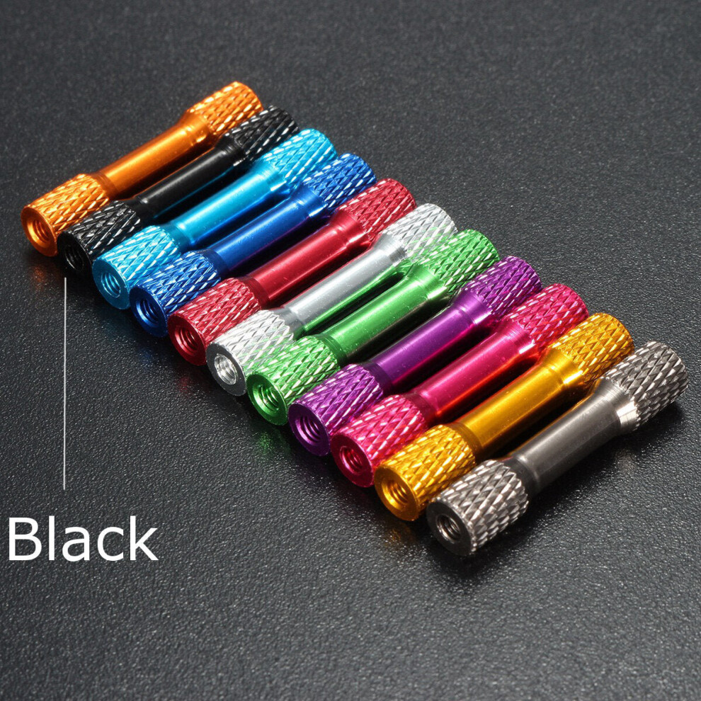 (Black) 10Pcs M3 35mm Knurled Standoff Aluminum Alloy Multicolor