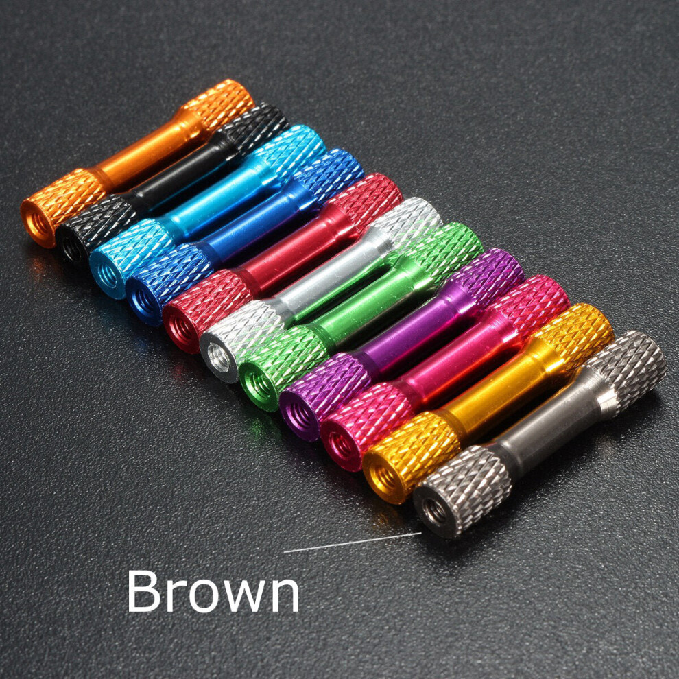 (Brown) 10Pcs M3 35mm Knurled Standoff Aluminum Alloy Multicolor