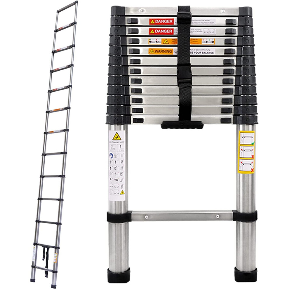 3.8M Telescopic Ladder Extendable EN131 Standard Stainless steel