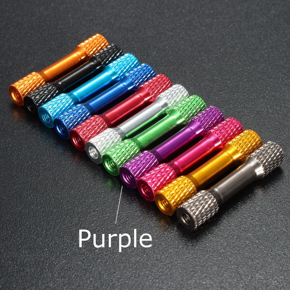 (Purple) 10Pcs M3 35mm Knurled Standoff Aluminum Alloy Multicolor