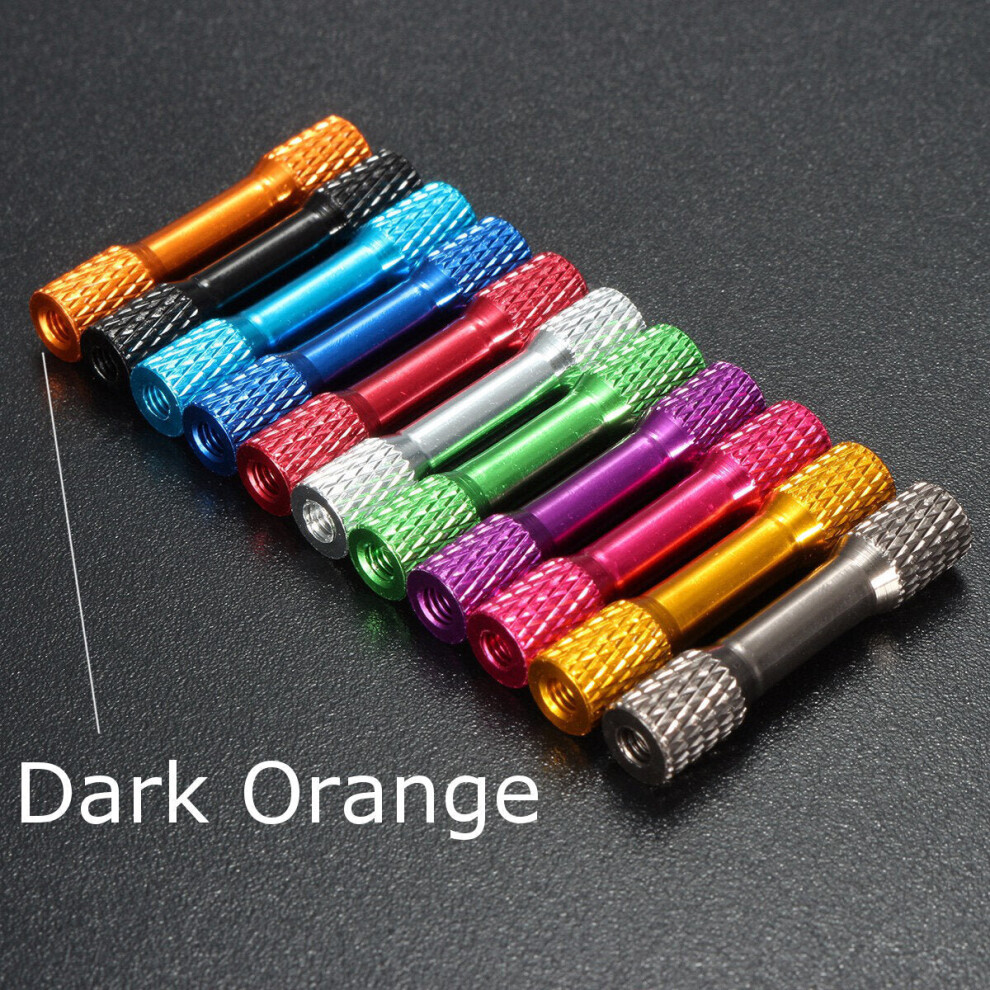 (Dark orange) 10Pcs M3 35mm Knurled Standoff Aluminum Alloy Multicolor