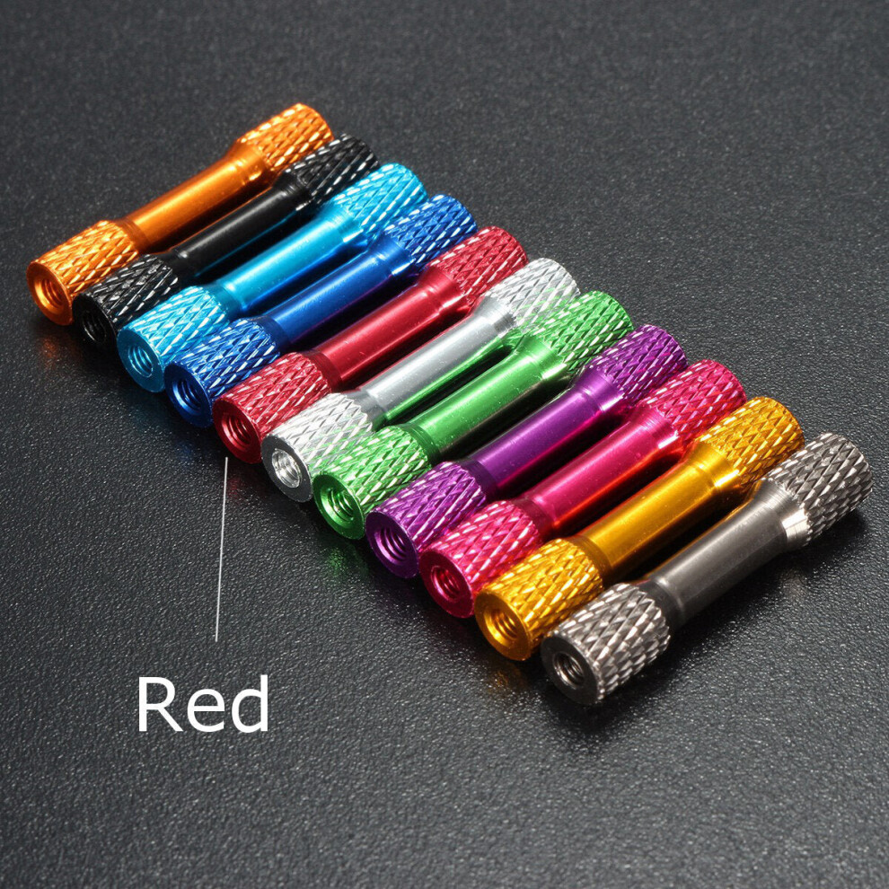 (Red) 10Pcs M3 35mm Knurled Standoff Aluminum Alloy Multicolor