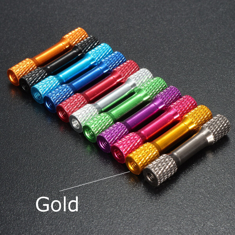 (Gold) 10Pcs M3 35mm Knurled Standoff Aluminum Alloy Multicolor