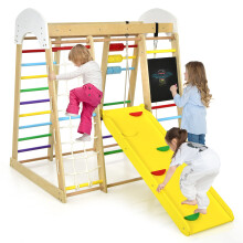 8 in 1 Climbing Toy Set for Toddlers Wooden Climber Playset with Slide