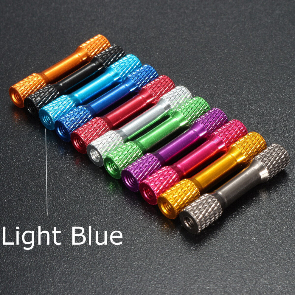 (Light Blue) 10Pcs M3 35mm Knurled Standoff Aluminum Alloy Multicolor