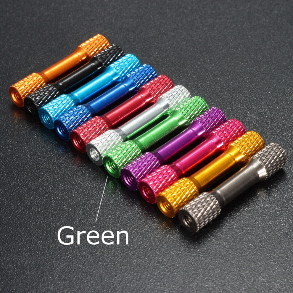 (Green) 10Pcs M3 35mm Knurled Standoff Aluminum Alloy Multicolor