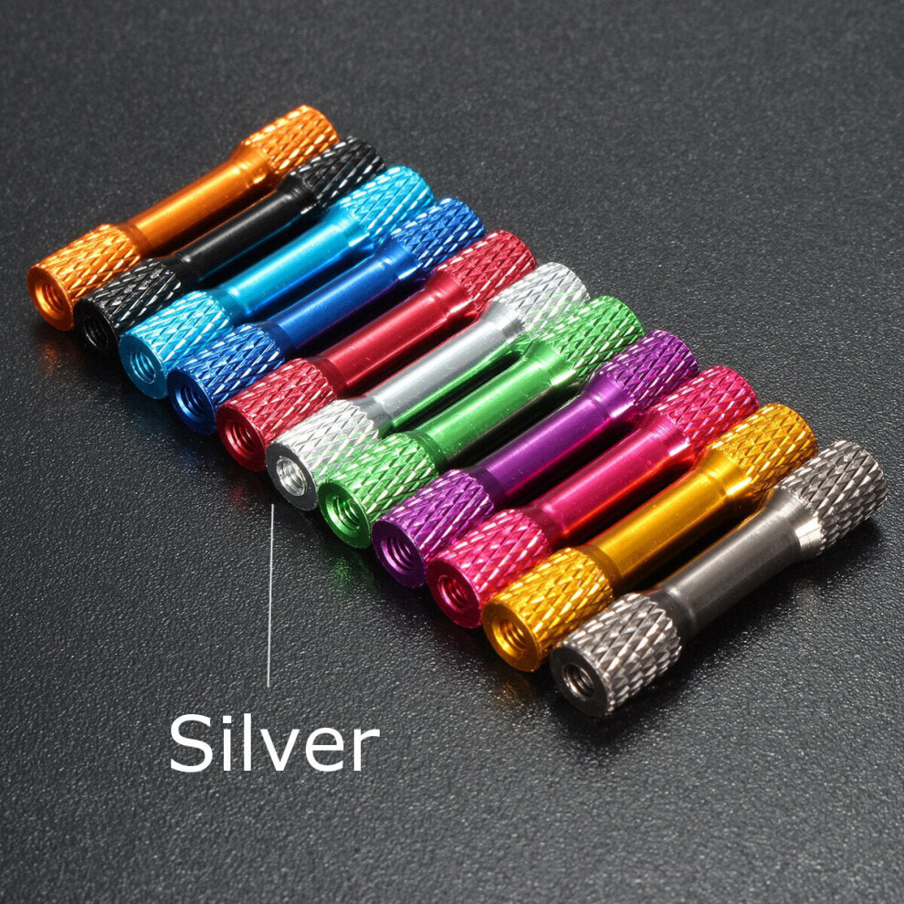 (Silver) 10Pcs M3 35mm Knurled Standoff Aluminum Alloy Multicolor