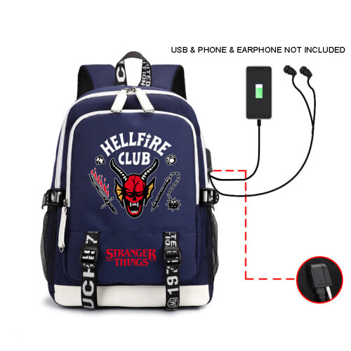(Black) Stranger Things HELLFIRE CLUB Backpack Rucksack 1