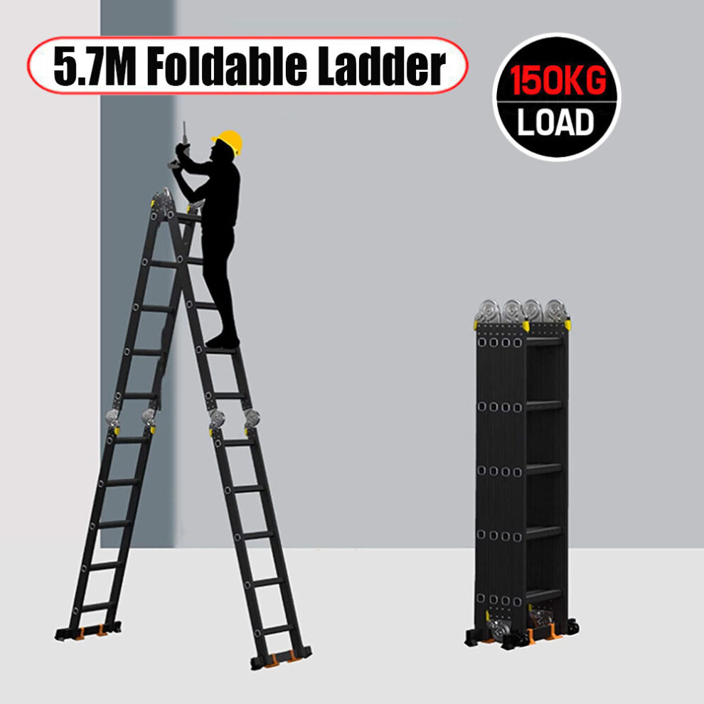 5.7M Folding Ladder Aluminium Ladder Multi Purpose Extendable