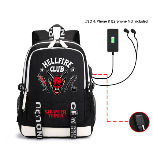 (Black) Stranger Things HELLFIRE CLUB Backpack Rucksack 2