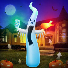 6.5Ft Halloween Inflatable Ghost Color-changing LED Light Halloween Outdoor Inflatable White Ghost Outdoor Terror Scary Props Party Decoration