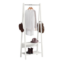 SoBuy® FRG59-W, Clothes Rail Stand Coat Rack with Two Storage Shelves