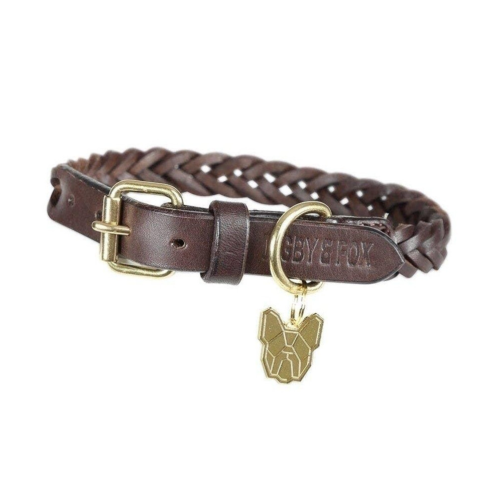 (Tan, Small) Digby & Fox Plaited Dog Collar