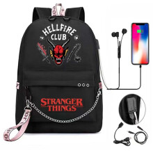 Stranger Things HELLFIRE CLUB Unisex Schulrucksack Rucksack Laptop Tasche USB