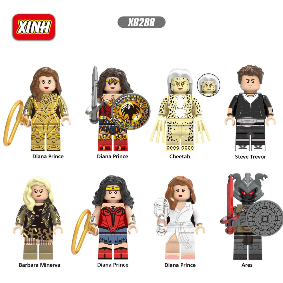 8PCS Wonder Woman Diana Barbara Ares Minifigure toy Mini Figures Building Blocks Characters Fits Lego