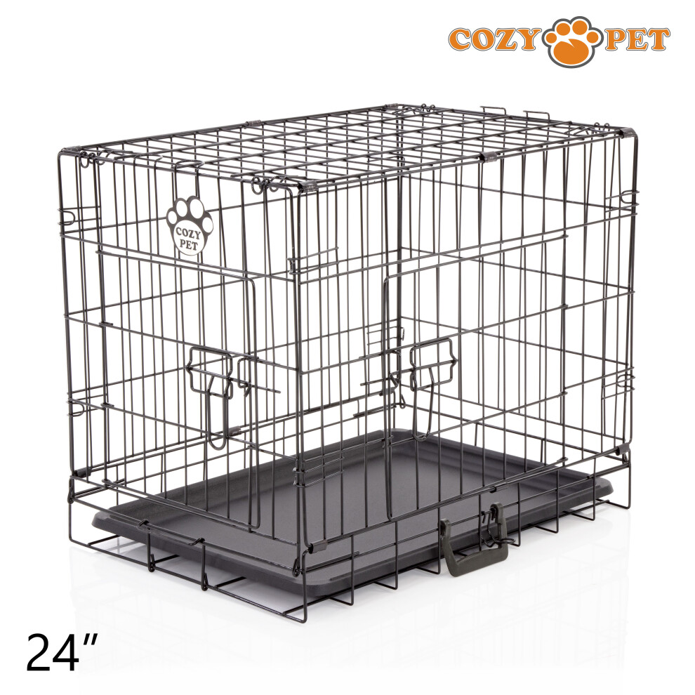 Dog Cage 24" by Cozy Pet Puppy Crate Pen Metal Cage Black DCP24B