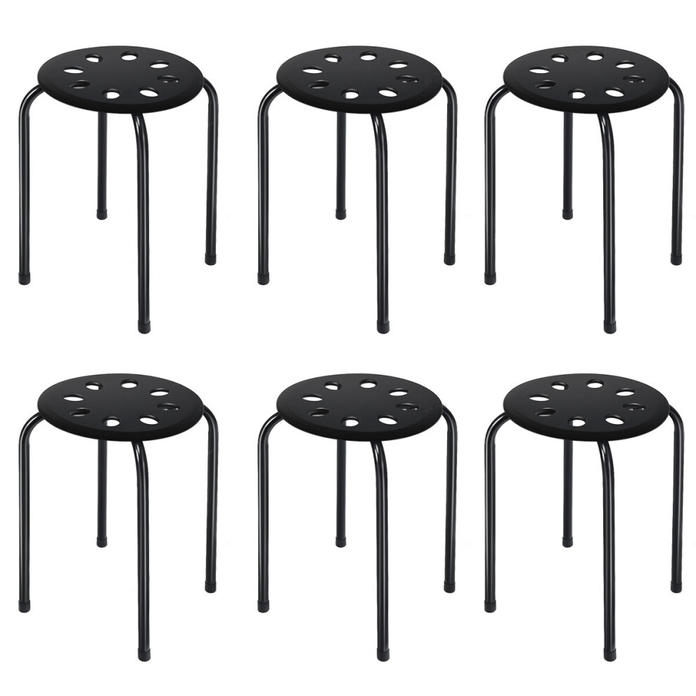 Set of 6 Stack Stools Metal Frame Backless Stools w/ Round Top