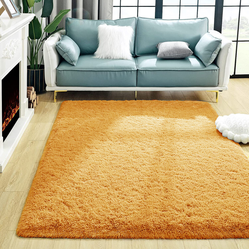 (OCHRE, 80 X 300 CM) Large Shaggy Fluffy Rugs Anti Slip Super Soft Mat Living Room Carpet