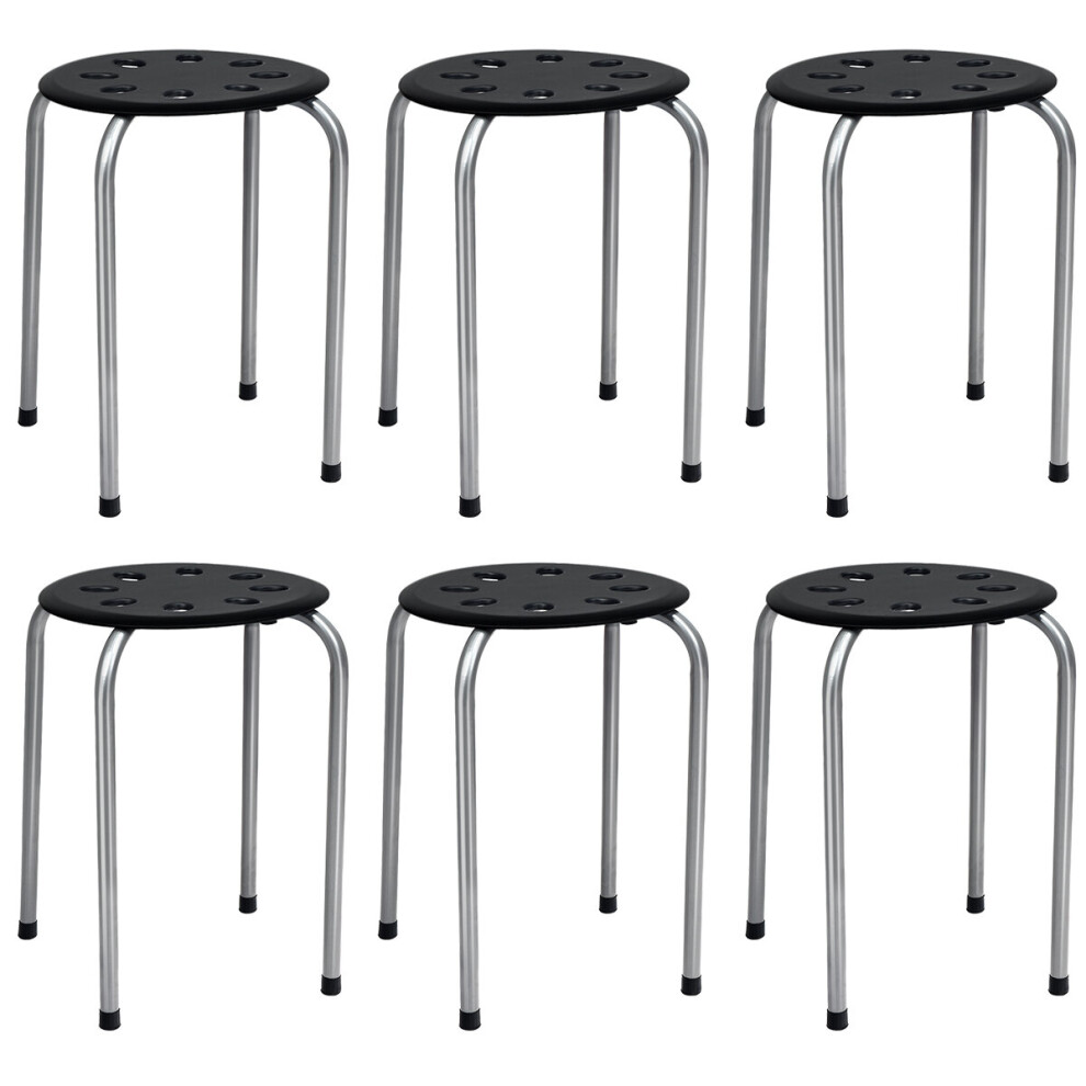 Set of 6 Stack Stools Metal Frame Backless Stools w/ Round Top