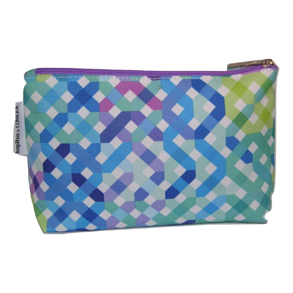 Kapitza Clinique Blue Purple Green and white makeup cosmetic bag