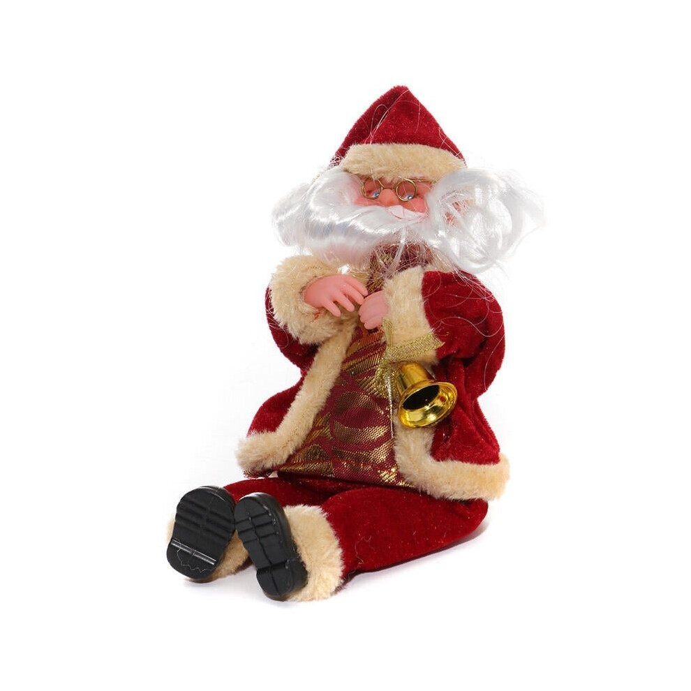 (Red) Christmas Party Home Decoration 27CM Flannel Sitting Santa Claus Ornaments Toys For kids Gift