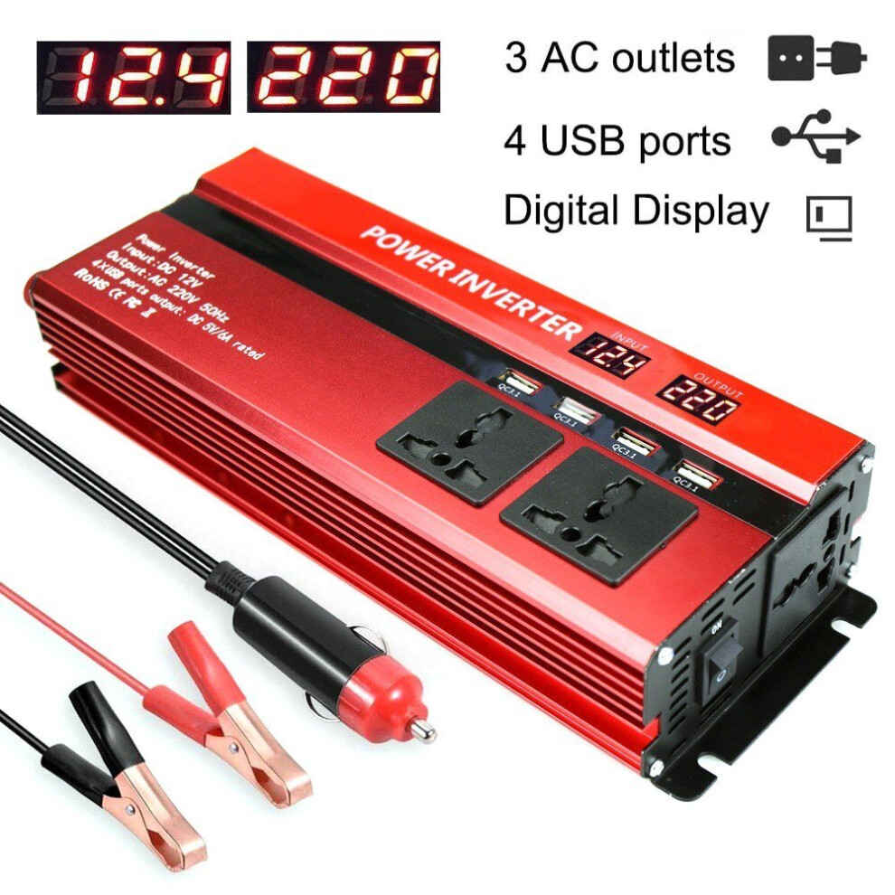 Car Converter DC 12V Inverter with Digital LCD Display
