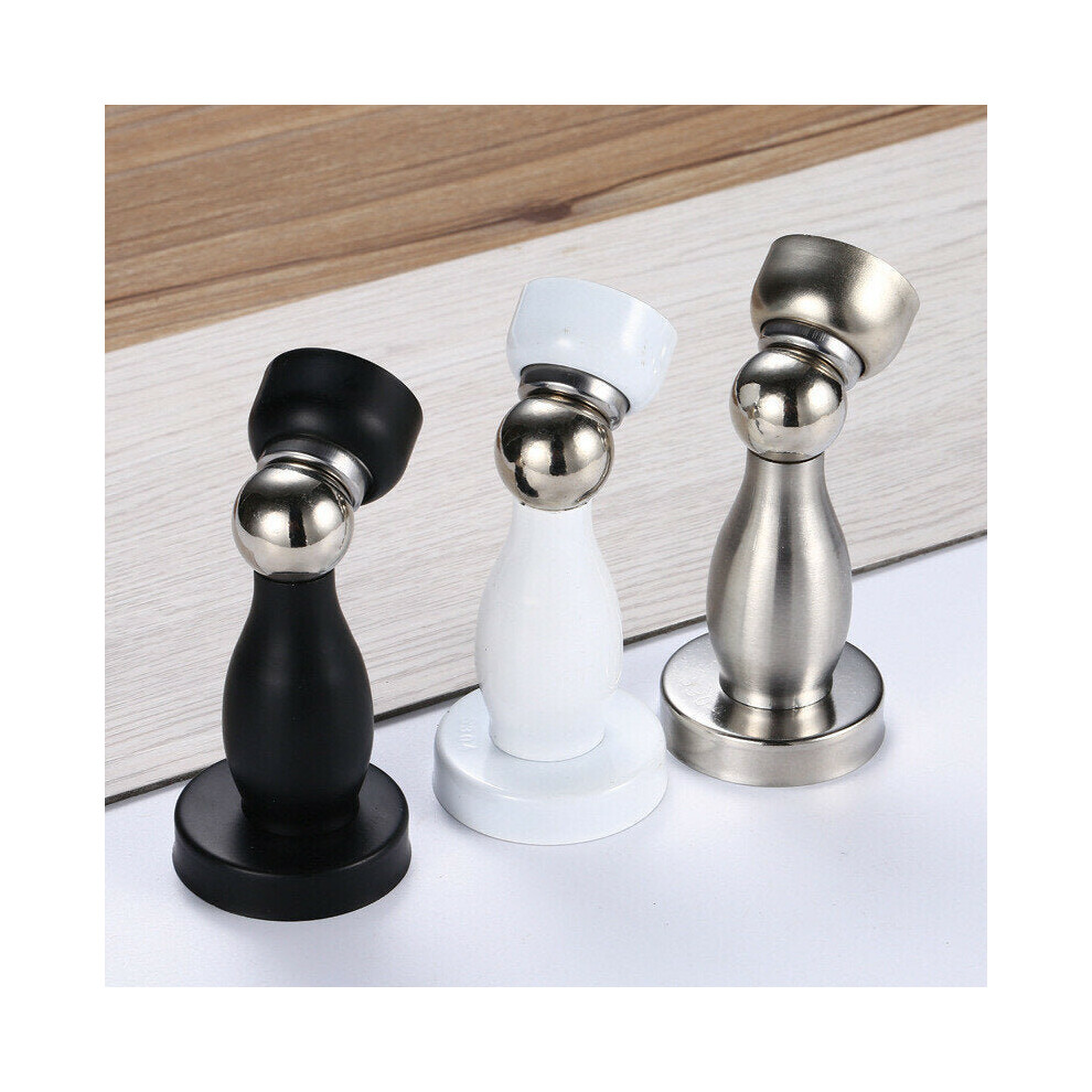 (Silver) Stainless Steel Magnetic Door Stopper Door Holder Catch With Fitting Screws