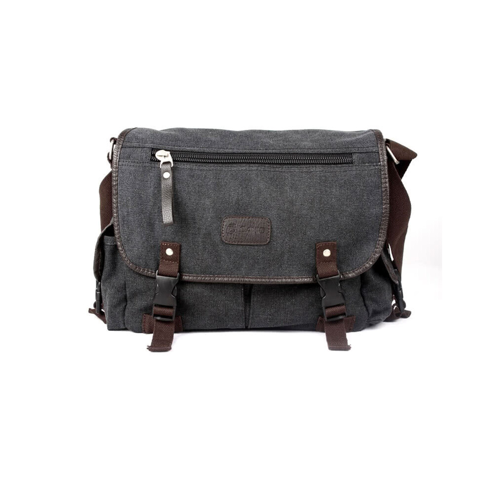 (Black) Men's Canvas Vintage Crossbody Satchel Shoulder Casual Messenger School Book Bag