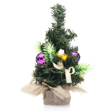 (Purple) Christmas Home Party Decorations Supplies Mini Tree With Ornaments Toys