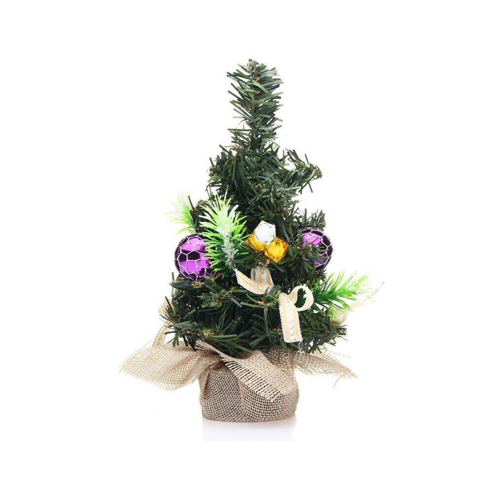 (Purple) Christmas Home Party Decorations Supplies Mini Tree With Ornaments Toys