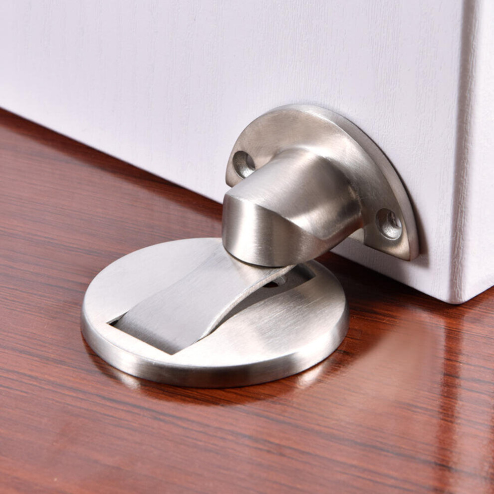 (Bronze) Heavy Duty Zinc Alloy Magnetic Door Stopper Hidden Floor Mount Door Catch Free Punching Door Holder w/ 3M Sticker