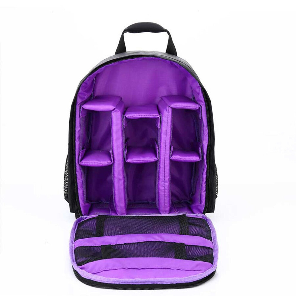 (Purple) Multi-functional Small DSLR Digital Camera Video Backpack Bag Waterproof Outdoor